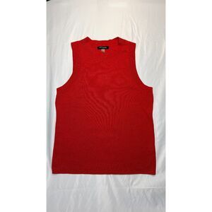 Cable & Gauge Red Sleeveless Knit Sweater Top XL Crew Neck